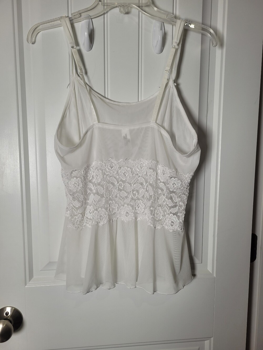Cabernet White Lace-Trim Sleeveless Peplum Top, Lace trim. Size 1X - Picture 4 of 8